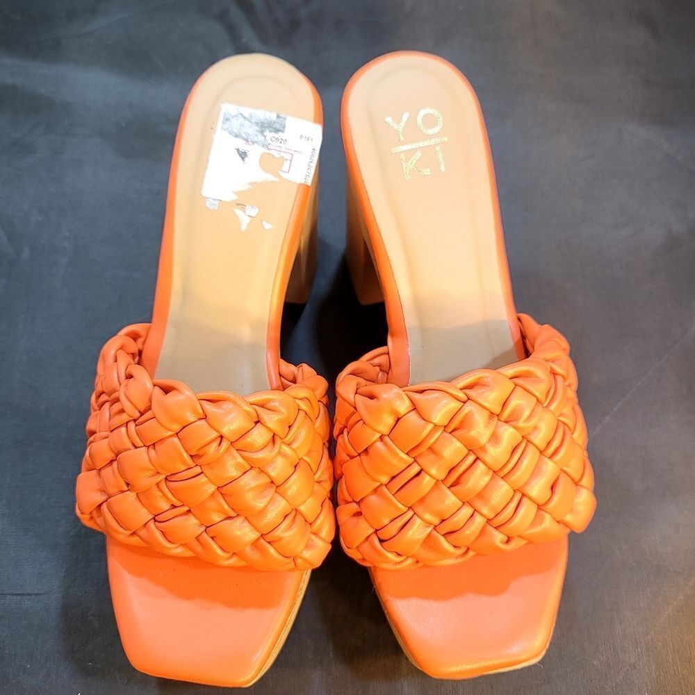 BRAND NEW YOKI BLOCK HEEL BRAIDED STRAP DETAILS WOMEN"S SANDAL